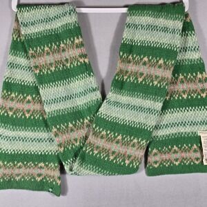 American Eagle Outfitters Angora Wool Knit‎ Scarf Green Fair Isle Rabbit Hair OS